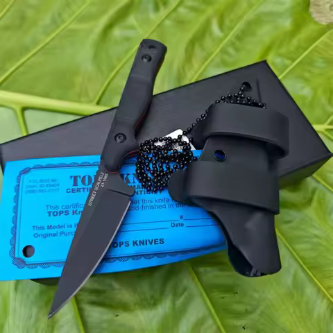 New Styles TOPS with Sheath Outdoor Straight Knife G10 Handle 8Cr13Mov Blade Camping Hunting Self-de