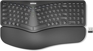 Split Ergonomic Keyboard with Cushioned Wrist and Palm Rest, 2.4G USB Wireless Comfortable Natural E