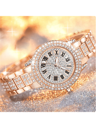 奢華女性手錶帶水鑽細節優雅石英鋼手環手錶女士們水晶上衣時尚手錶鐘