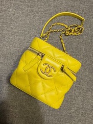 Chanel 22春夏 Vanity Case小型化妝包 方盒子-檸檬黃AS3228