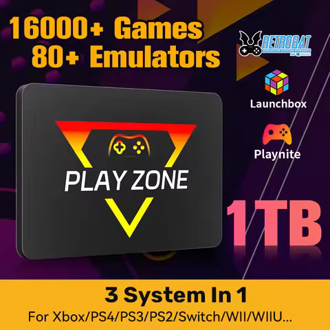 PlayZone 1TB Portable External Game SSD Handheld Game Console For Xbox/PS4/PS3/PS2/Switch Built-in 1