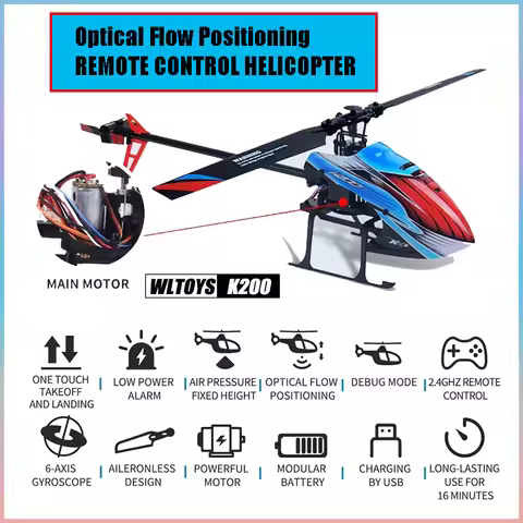 XK K200 RC Helicopter 4CH 2.4G Remote Control Plane Optical Flow Positioning Air Pressure Fixed Heig