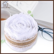 YELGIRL Burlap Lace Ribbon, Lace White Hessian Jute Ribbon, Ribbon Jute Vintage Lace Linen Ribbon Cr