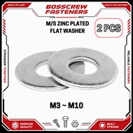 Zinc Plated - Steel Flat Washer M3 ~ M10 (M3 M4 M5 M6 M8 M10) (2 PCS) (Plain Washer) (Washer Besi)