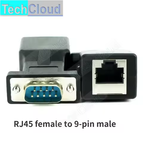 RJ45 to DB 9-pin female adapter,RJ45 female to DB 9pin RS232 network port to DB9 pin PLC serial Adap