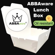 ABBAware 50pcs Premium White Paper Lunch Box Medium Disposable Paper Lunch Box Food Grade ABBA ware Take Away Paper Box