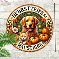 HELLOYOUNG Rustic Metal Sign Fall Pumpkin Pet Decor Porch Garden