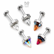 NARCIS Flat Back Stud, Stainless Steel Screw Top Labret Stud Earring, Gifts Shiny  Flat Back Crystal