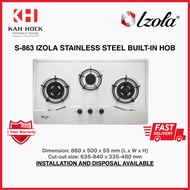[FREE INSTALL] IZOLA S-863 3 burner Stainless Steel Built-in Hob - 1 YEAR MANUFACTURER WARRANTY