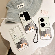 Dumb and Cute Cat Print Folding Phone Case for Oppo Find N3 N2 Flip FindN3Flip FindN2Flip case cover