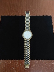 瑞士製 愛其華 Ogival 18K 鍍金 晶鑽 珍珠母貝 古著 腕錶 手錶