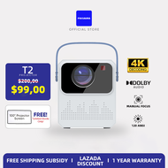 PULSAURA T2 Portable Mini Smart Projector 1080P 4K Decode Android 9.0 Wifi Projector Android Version
