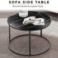 Minimalist Round Living Room Sofa Side Table with Marble Motif Coffee Table JS