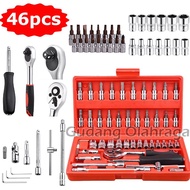 46 Pcs Socket Wrench Complete Set Tool Kit Sock L-Shaped Motorcycle Bike ETC. Socket Wrench SET 1/ 4