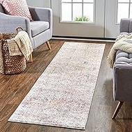 Feizy Rugs - Armant Bohemian Distressed Ornamental Runner, Pink/Gray, 2ft - 3in x 7ft - 9in