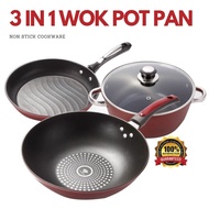 GOOD QUALITY  Set Kitchen Cookware Non Stick Wok Pot Pan Set Periuk Besar / Periuk Tak Melekat Set P
