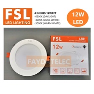 FSL 4" 12W ROUND LED PANEL LIGHT  DOWNLIGHT (DAYLIGHT OR COOL WHITE OR WARM WHITE) RECESSED TYPE