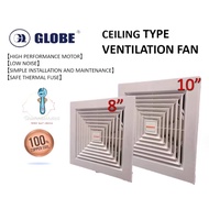 GLOBE 8" 10" Ceiling Exhaust Fan Ventilation Ekzos Fan Air Ejector Bedroom Toilet Bathrrom Kipas Dap