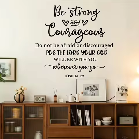 1pc Joshua 1:9 Inspirational Bible Verse Wall Decal - Contemporary Self-Adhesive Religious Quote Sti