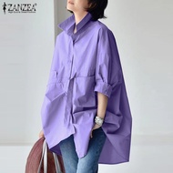 ZANZEA เสื้อเบลาส์ทรงหลวมแขน3/4ลำลองแฟชั่นสไตล์เกาหลีเสื้อผู้หญิง #10