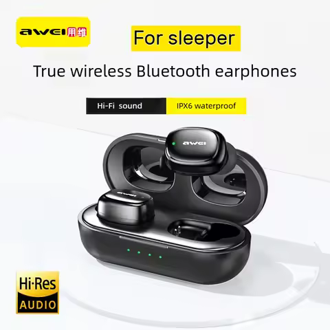 AWEI T13 Pro Noise Canceling Earbuds for Sleeping Wireless TWS Bluetooth 6.0 Earphones In-ear Mini I