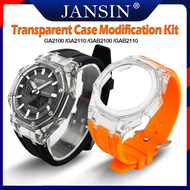 สาย GA2100 สายนาฬิกา สำหรับ Casioak GA2100 GA2110 ยางสายและเคสป้องกัน Modification Kit สีใส เคส For