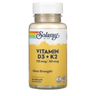 Contains 60 tablets of Vitamin D3 5,000iu + K2 (as MK-7) 50 mcg Vitamin D3 K2 D3+K2 D3K2, Solaray