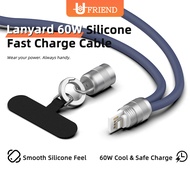UFRIEND Q-Loop 1 Series 2.4A USB to L Fast Charging Cable 2-in-1 Lanyard Date with Protective Rope f