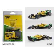 MGT01165-BL-MINI GT 1/64 MCLAREN MCL38 81 OSCAR PIASTRI 2024 F1 2024 MONACO GP 2ND PLACE BLISTER PAC
