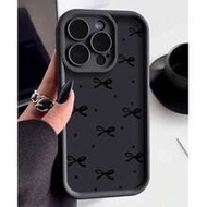 1pc Black TPU Bowknot Fashion Shockproof INS Style Polka Dot Black Bow Design Phone Case Compatible 