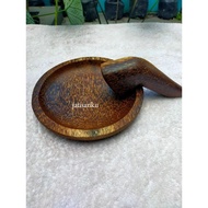 KAYU Cobek cowek + uleg-uleg size 20cm palm wood