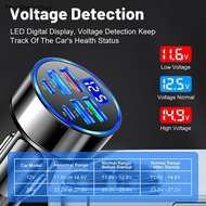 Thaibestbuy 6 Port 100w USB-C Car Charger With Voltage Display For Android Phone Tablet New