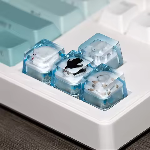 Personalized Backlit Arctic Ice Theme Keycap Polar Bear/Snow Fox/Seal/Penguin Cute Custom Cherry Mx