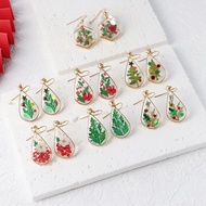 Popular Christmas Real Flower Earrings Resin Eternal Flower Earrings Real Flowers Christmas Tree Cre