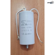 ⚙️ คาปาซิเตอร์ แบบกลม ขั้วสายไฟ CBB60 30uf 450VAC 25/70SH อะไหล่ปั๊มลม POLO  SHIMGE CAPACITOR