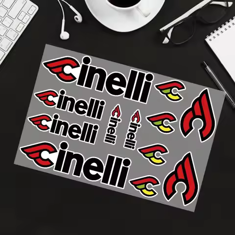 1SET Cinelli Wing Pattern Logo Sticker - Red-Black-Yellow Multiple Styles Waterproof Bicycle Decal