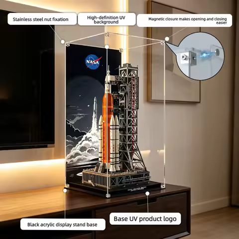 Premium Acrylic Display Case for Lego 10341 NASA Artemis Dustproof Magnetic Door Display Case Model