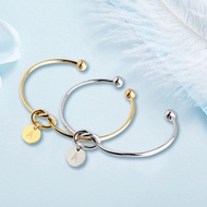 ECGIFT BR076 Stainless Steel Personalized Bracelet 26 Alphabet Disc Monogram Charm Bracelet Jewelry