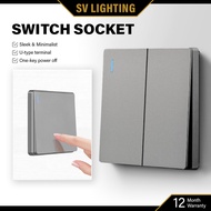[MATTE GREY] Switch Socket Plug Wall Switch 13A 20A 1Gang 2Gang 3Gang 4Gang Socket Plug Usb Type C
