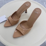Spain imported Mango Mng2026 Summer New Womens Shoes Black Suede Mulle Shoes High Heel Sandals Women