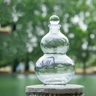 500ml glass bottle / 0.5 liter gourd glass jar / white glass bottle with glass stopper in gourd styl