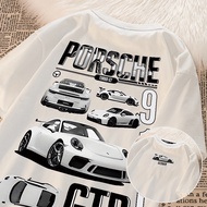 American Vintage acid washed t shirt White US Size Porsche 911 Graphic T-shirt