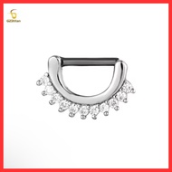 ✨ G23 Titanium Nose Septum Clicker Ring – Elegant Zircon Piercing ✨