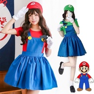 Halloween Adult Female cosplay Mario/Luigi Masquerade Party Dress Up Costume Super Mario Show Strap Skirt Super Mario Bros Luigi/Mario cosplay costumes