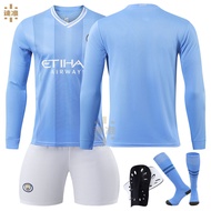 2025 2324 Manchester City Home Long Sleeve No. 9 Haaland 17 De Bruyne 10 Grealish Football Jersey Co