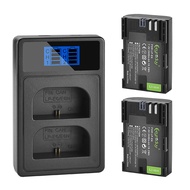 2600mAh 2-Pack of LP-E6 Batteries and Dual Battery Charger Replacement LP-E6 LP-E6N for Canon EOS R
