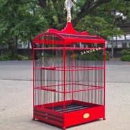 Sangkar Burung No. 2, Sangkar Burung Fullset, Gantungan, jeruji, sudah di finishing, Warna Merah, Hi
