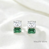 Real Moissanite Diamond Earrings 4ct Fancy Cut All Stone Pass Diamont Test Oval Lab Emerald Silver D