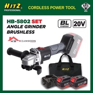 HITZ HB-5802 20V BRUSHLESS CORDLESS ANGLE GRINDER 2 BATTERY HS-5004 & 1 FAST CHARGER HS-5200 (HB-052