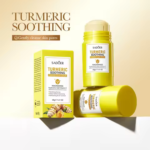 SADOER Turmeric Face Masks Stick Clay Mask Shrink Pores Deep Blackhead Remover Facial Cleansing Mois